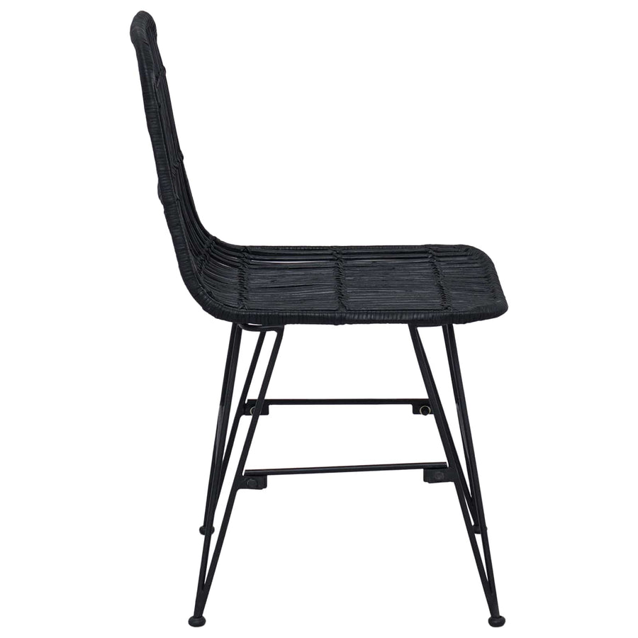 Eetkamerstoel 2 pcs Zwart 41 x 55 x 85 cm Rattan en staal