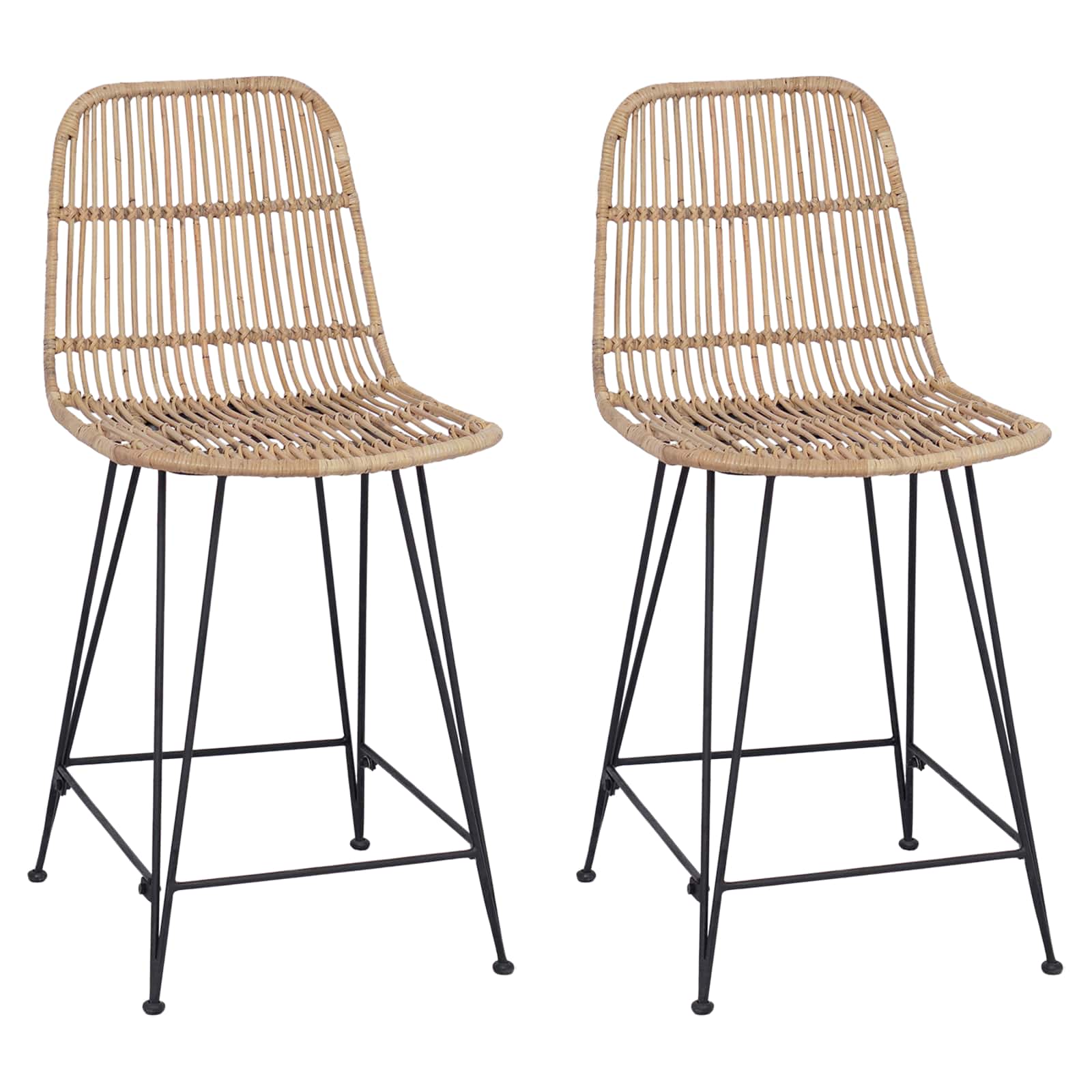 Barkruk 2 pcs Naturel 44 x 54 x 96 cm Rattan en staal