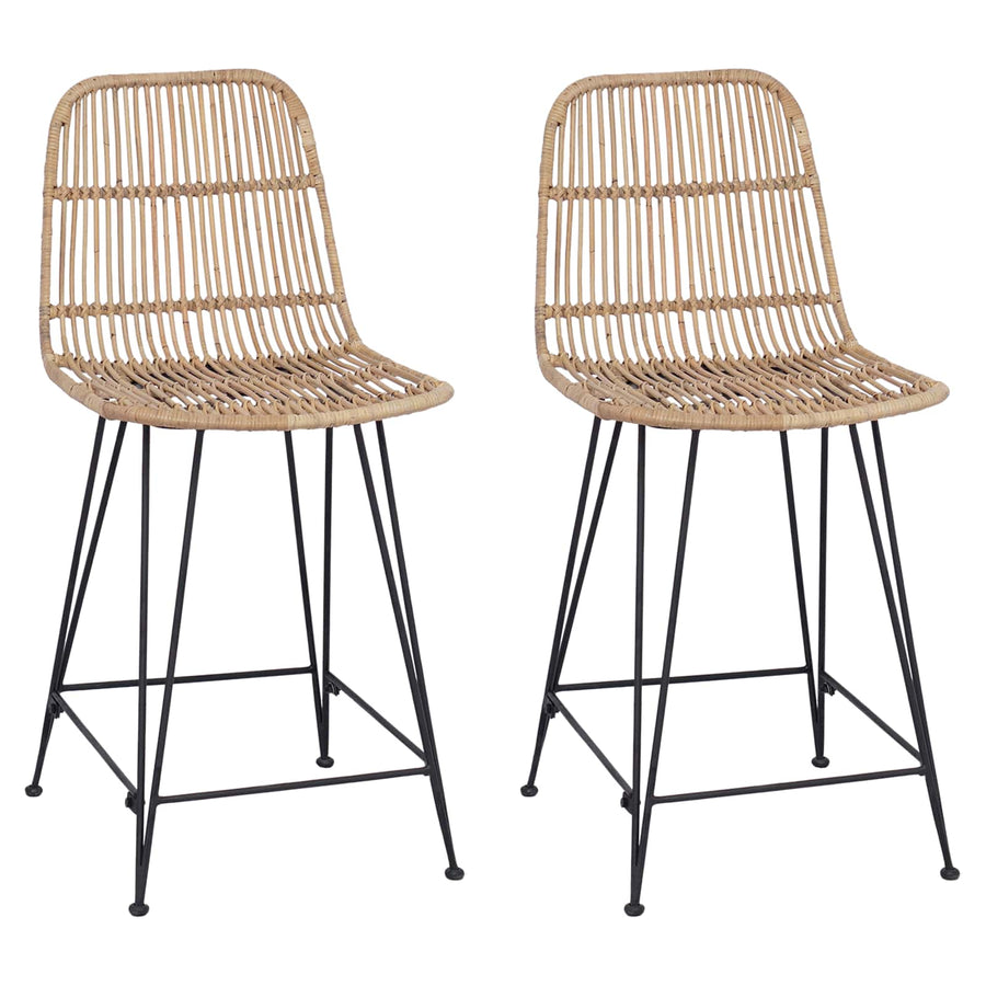 Barkruk 2 pcs Naturel 44 x 54 x 96 cm Rattan en staal