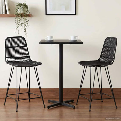 Barkruk 2 pcs Zwart 44 x 54 x 96 cm Rattan en staal