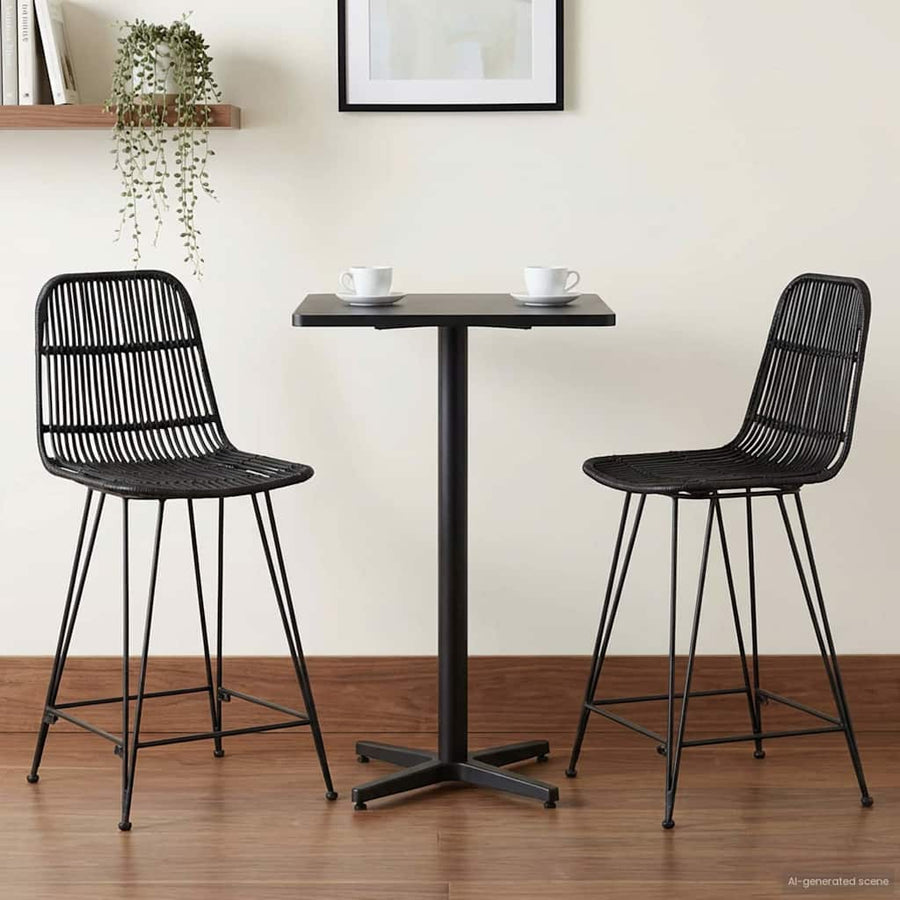 Barkruk 2 pcs Zwart 44 x 54 x 96 cm Rattan en staal