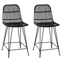 Barkruk 2 pcs Zwart 44 x 54 x 96 cm Rattan en staal