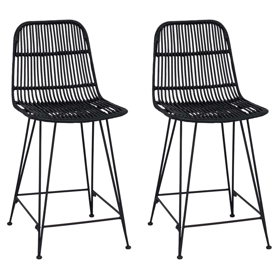 Barkruk 2 pcs Zwart 44 x 54 x 96 cm Rattan en staal