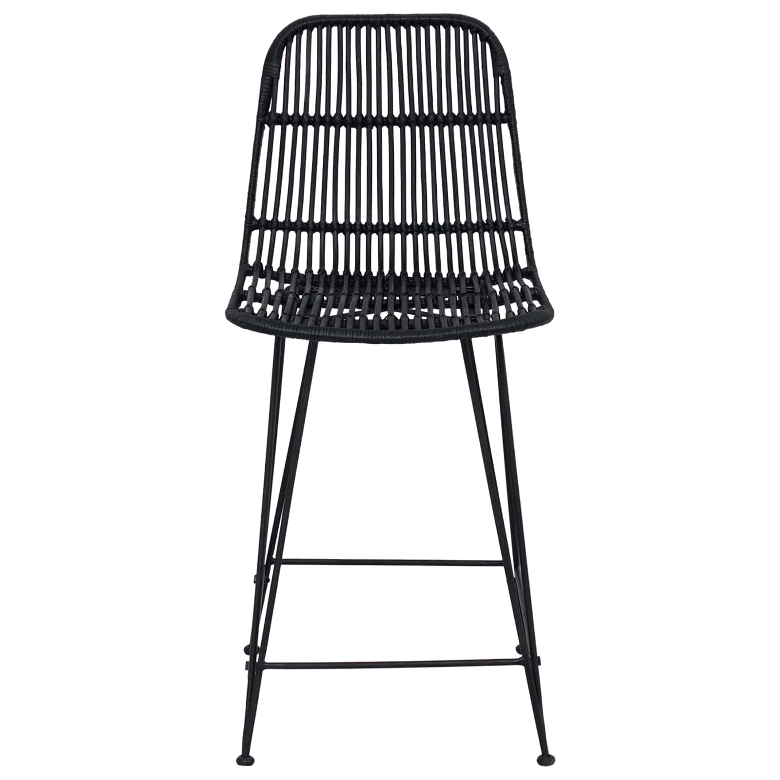 Barkruk 2 pcs Zwart 44 x 54 x 96 cm Rattan en staal
