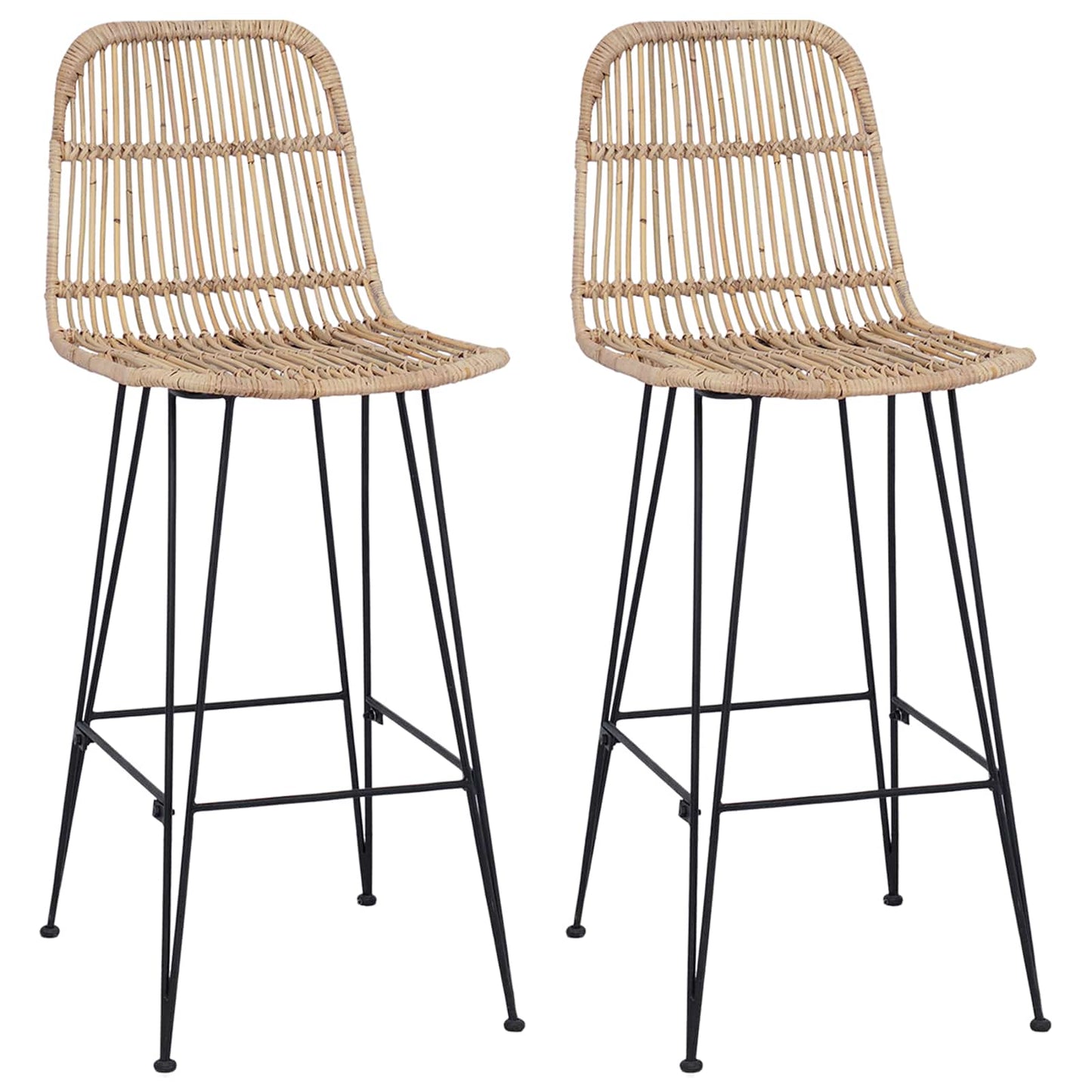 Barkruk 2 pcs Naturel 44 x 55 x 109 cm Rattan en staal
