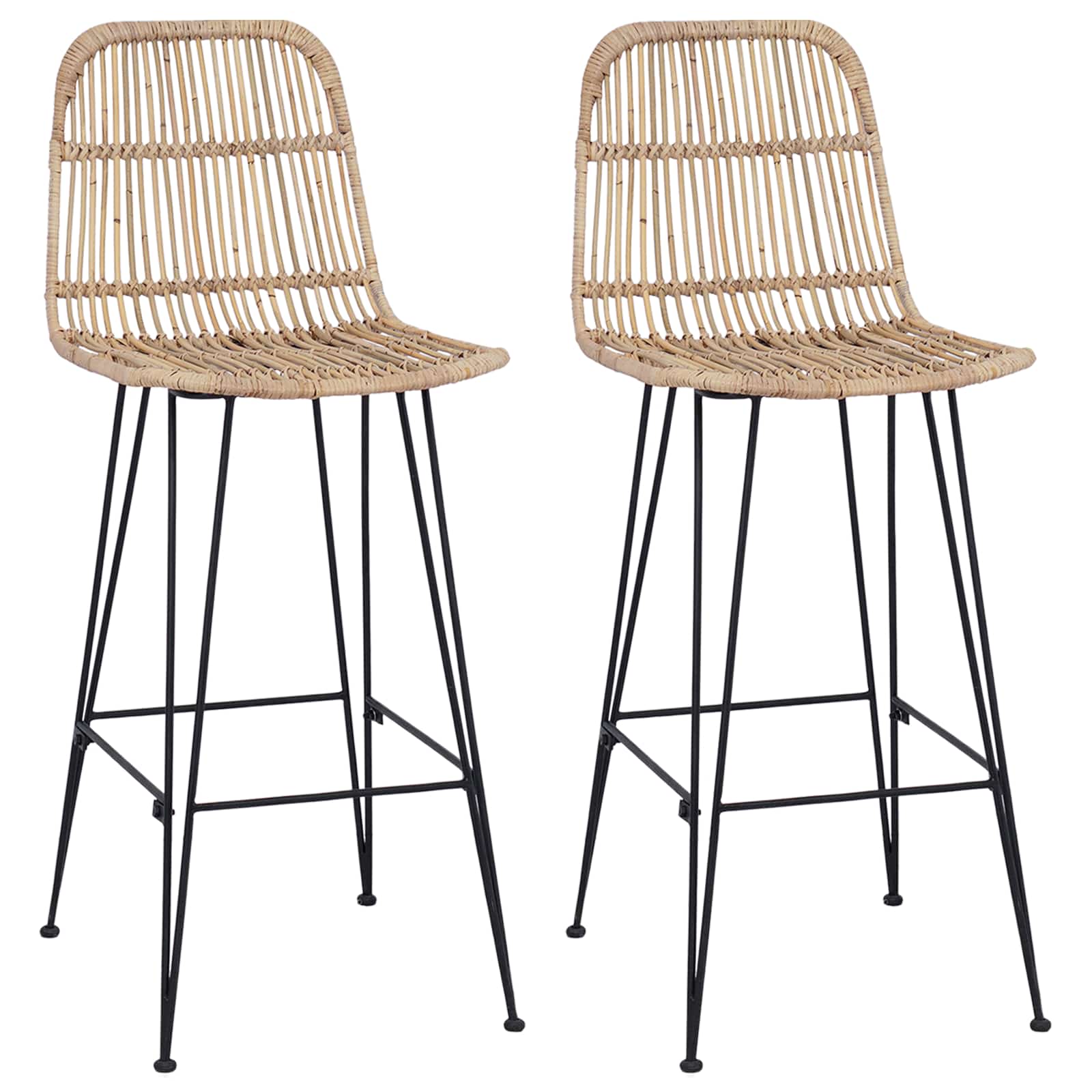 Barkruk 2 pcs Naturel 44 x 55 x 109 cm Rattan en staal