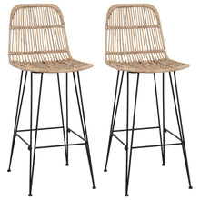 Barkruk 2 pcs Naturel 44 x 55 x 109 cm Rattan en staal
