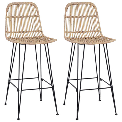 Barkruk 2 pcs Naturel 44 x 55 x 109 cm Rattan en staal