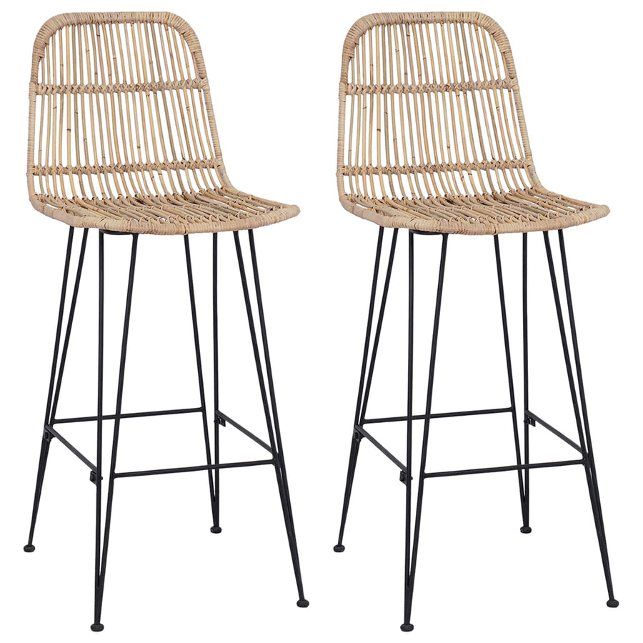 Barkruk 2 pcs Naturel 44 x 55 x 109 cm Rattan en staal