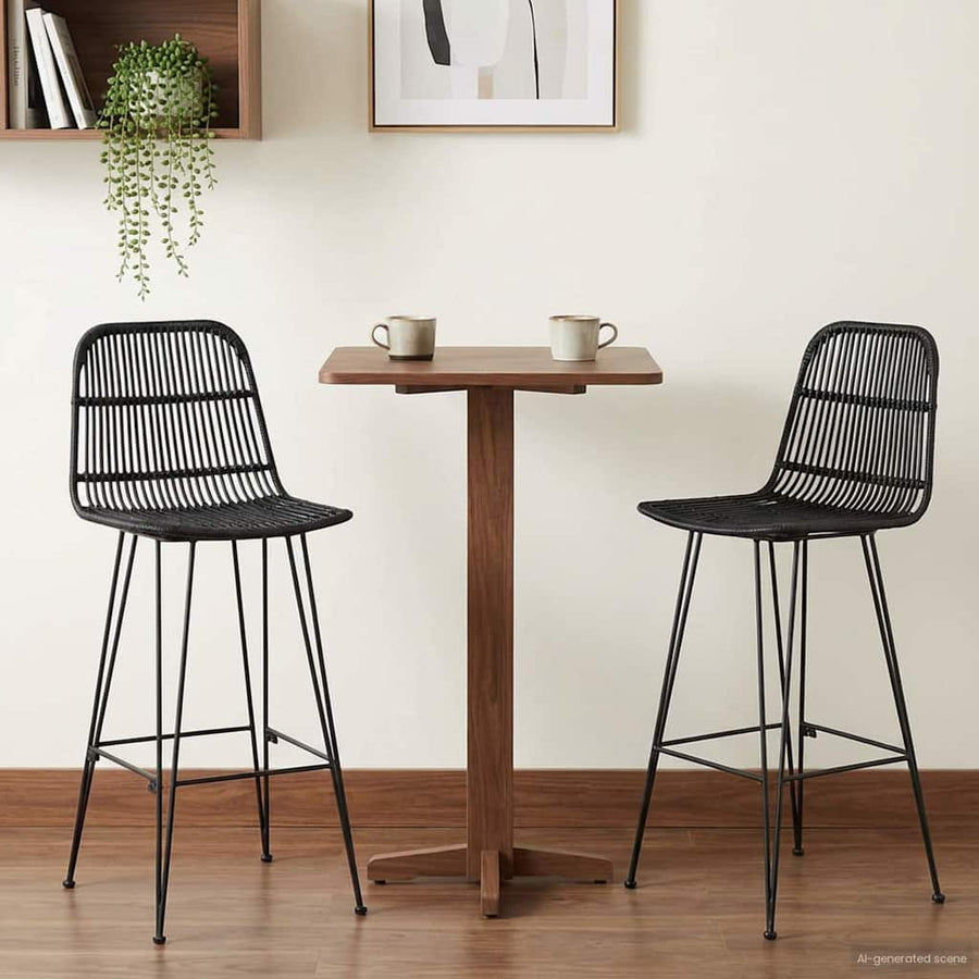 Barkruk 2 pcs Zwart 44 x 55 x 109 cm Rattan en staal
