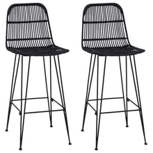 Barkruk 2 pcs Zwart 44 x 55 x 109 cm Rattan en staal