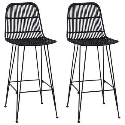Barkruk 2 pcs Zwart 44 x 55 x 109 cm Rattan en staal