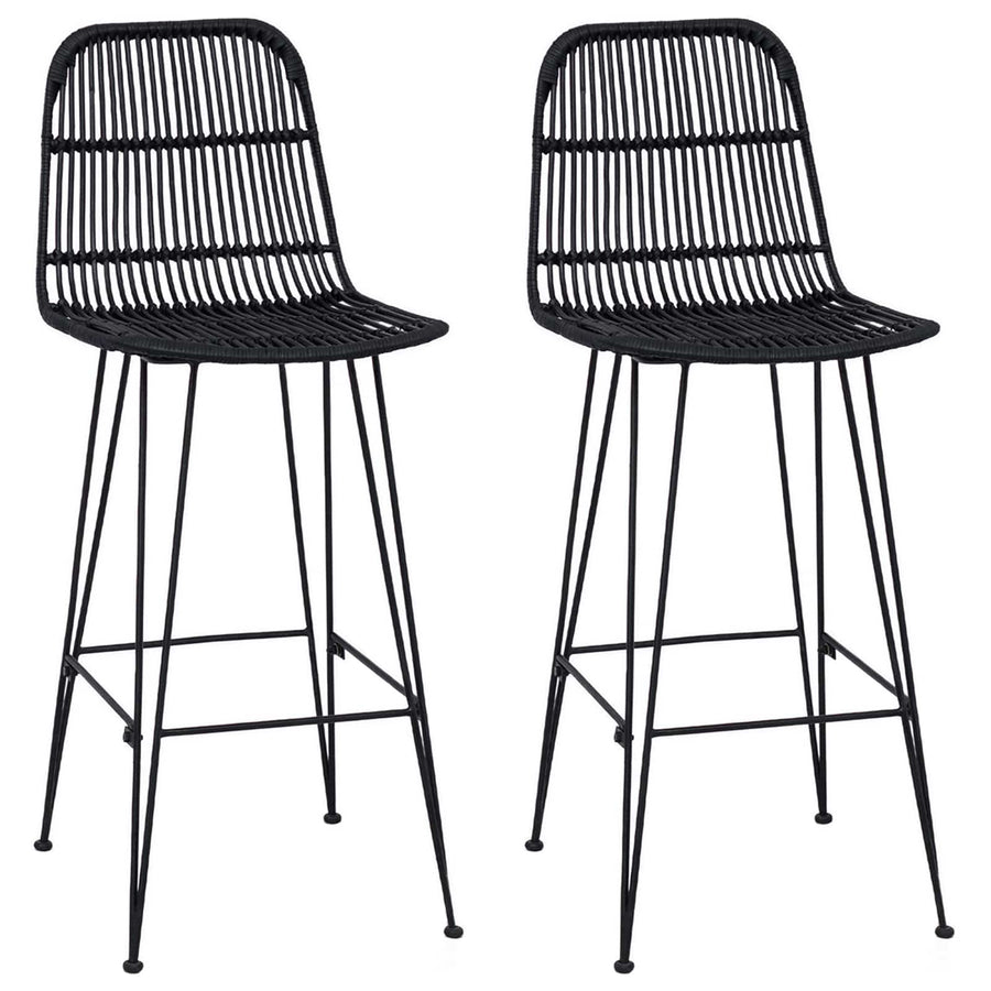 Barkruk 2 pcs Zwart 44 x 55 x 109 cm Rattan en staal