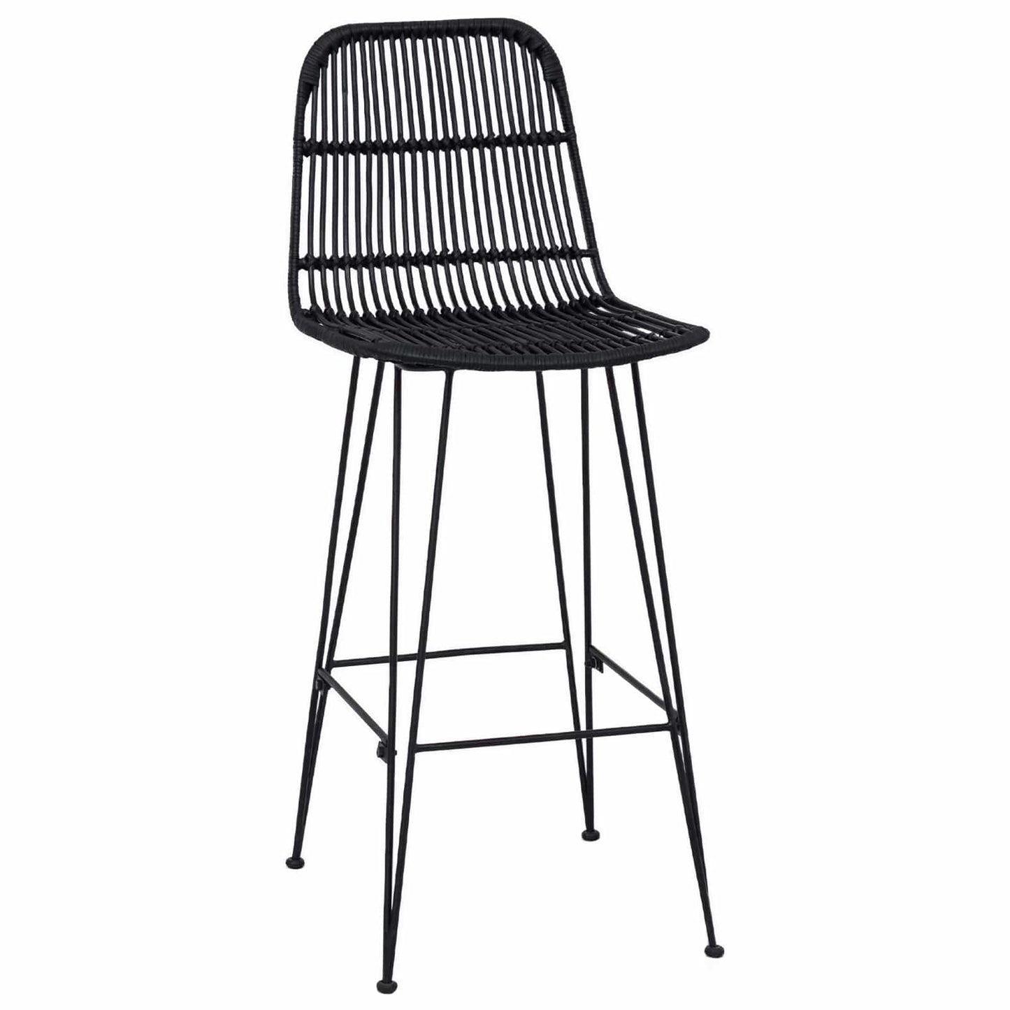 Barkruk 2 pcs Zwart 44 x 55 x 109 cm Rattan en staal