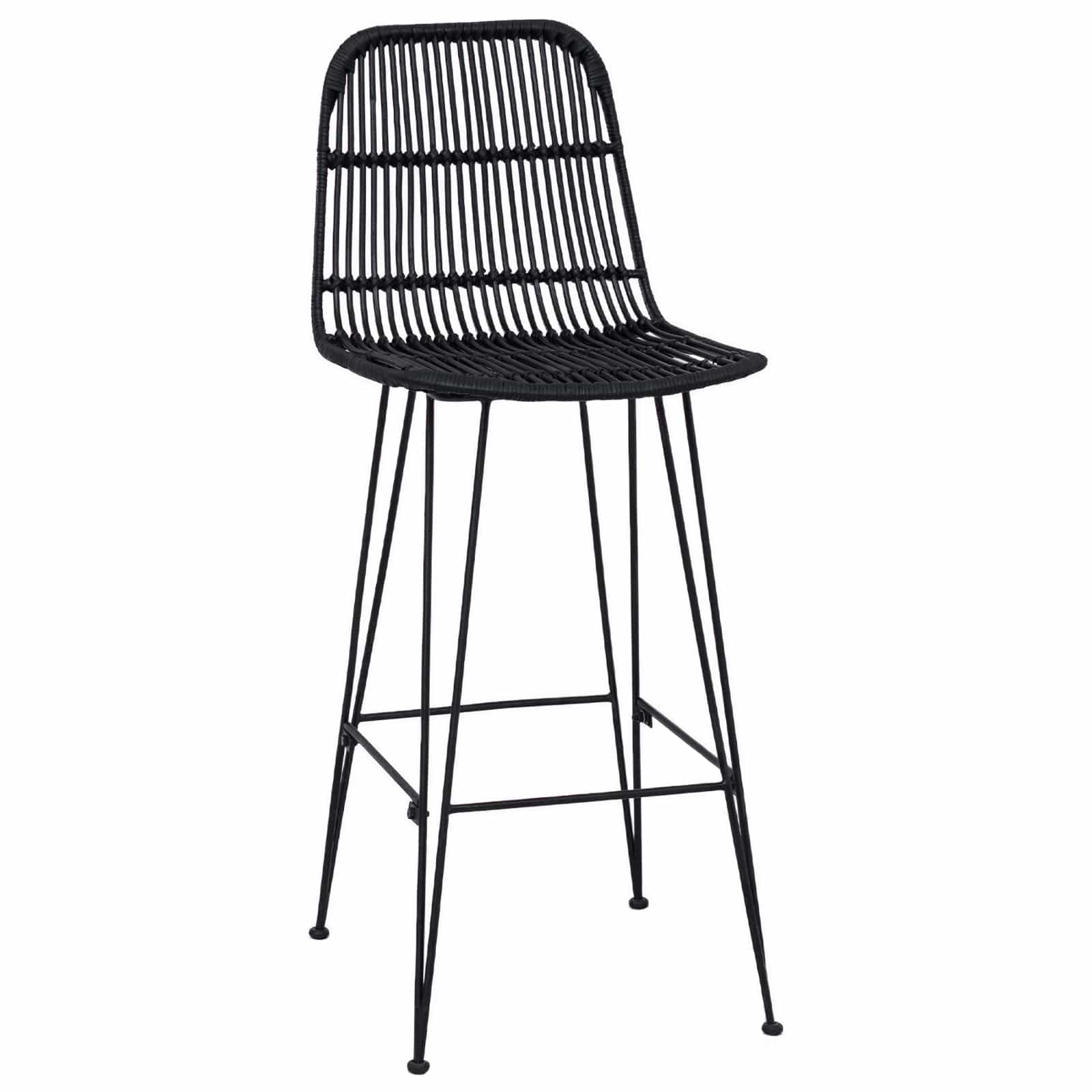 Barkruk 2 pcs Zwart 44 x 55 x 109 cm Rattan en staal