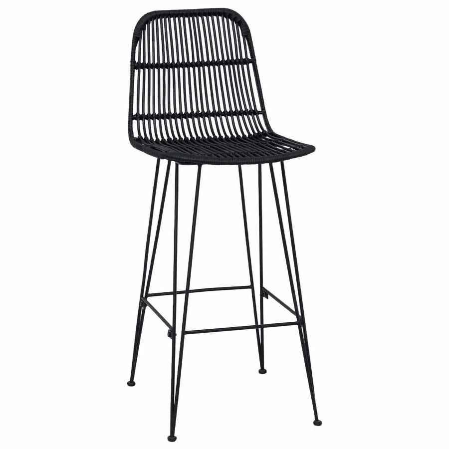 Barkruk 2 pcs Zwart 44 x 55 x 109 cm Rattan en staal
