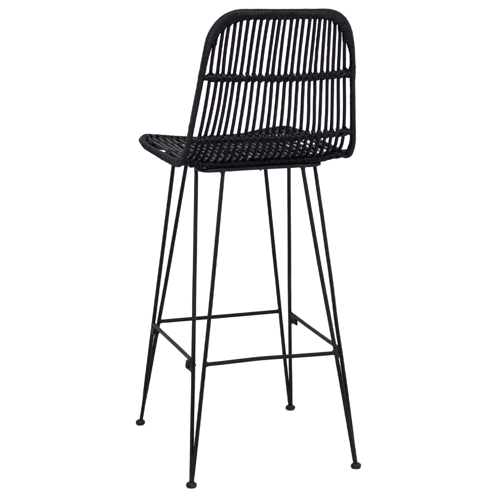 Barkruk 2 pcs Zwart 44 x 55 x 109 cm Rattan en staal