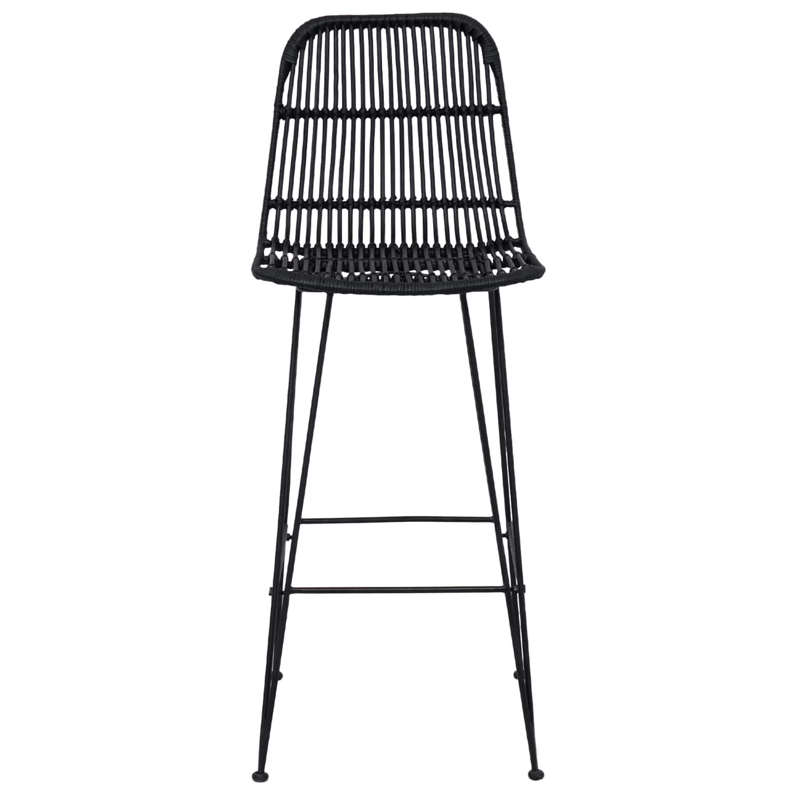 Barkruk 2 pcs Zwart 44 x 55 x 109 cm Rattan en staal