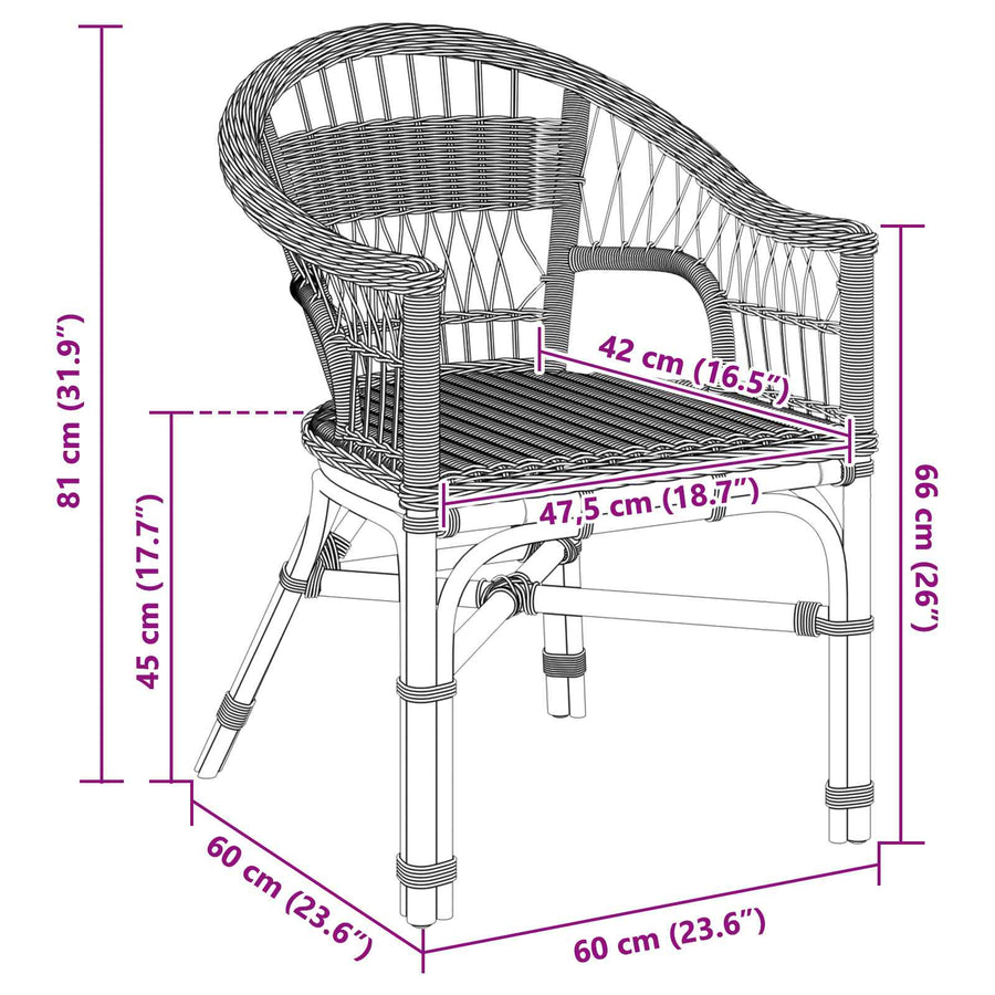 Stapelstoel Naturel 60 x 60 x 81 cm Rattan
