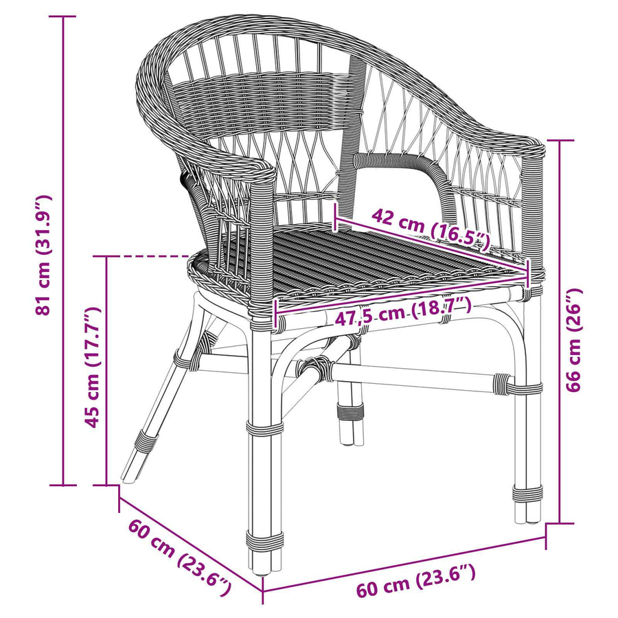 Stapelstoel Zwart 60 x 60 x 81 cm Rattan