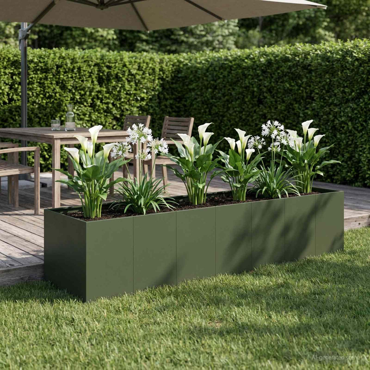 Plantenbak Olijfgroen 280 x 80 x 60 cm Koudgewalst staal