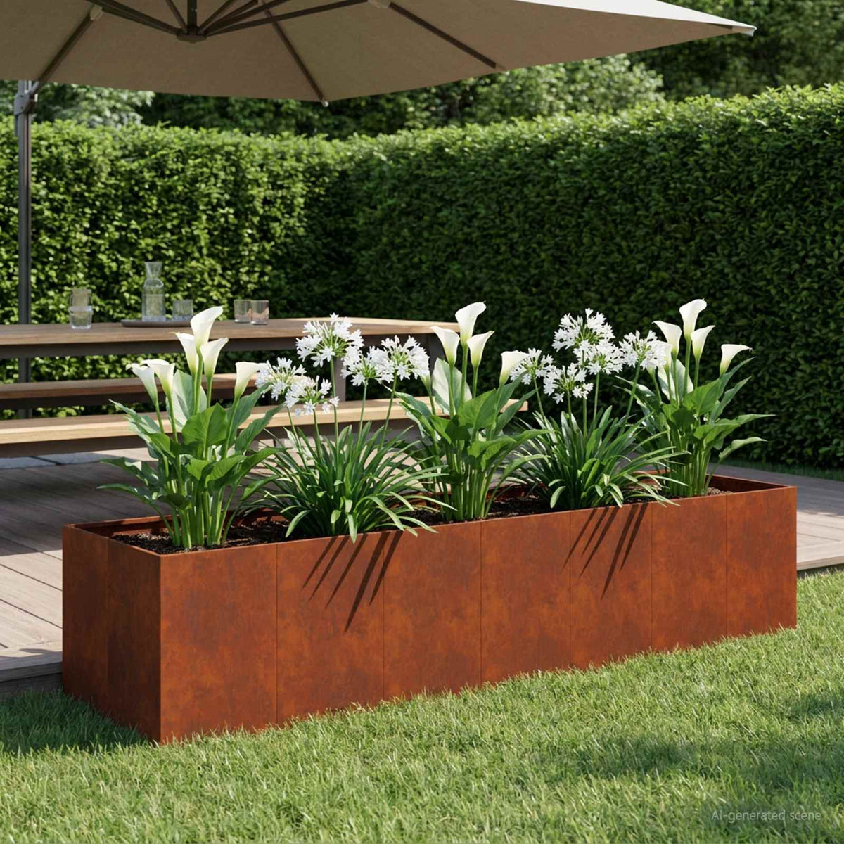 Plantenbak Roestkleurig 280 x 80 x 60 cm weervast staal