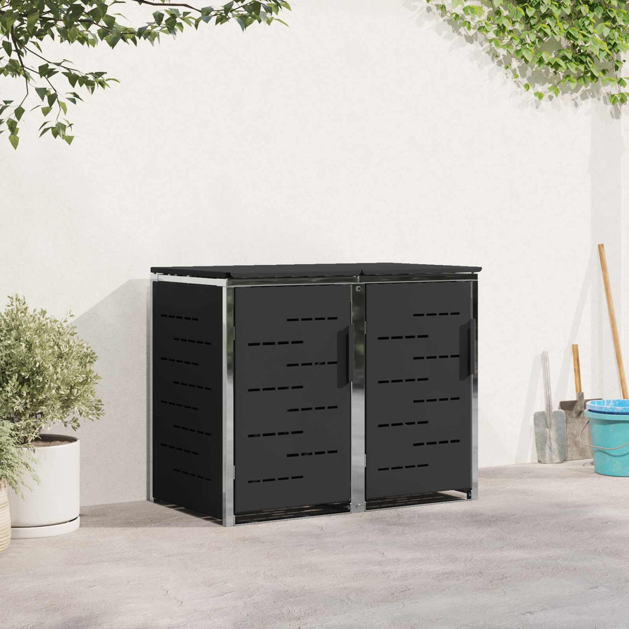 Afvalbak opslag Zwart 138 x 77,5 x 112,5 cm Roestvrij staal