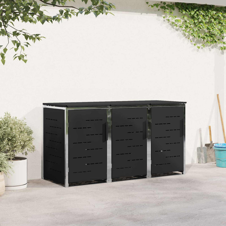 Afvalbak opslag Zwart 207 x 77,5 x 112,5 cm Roestvrij staal