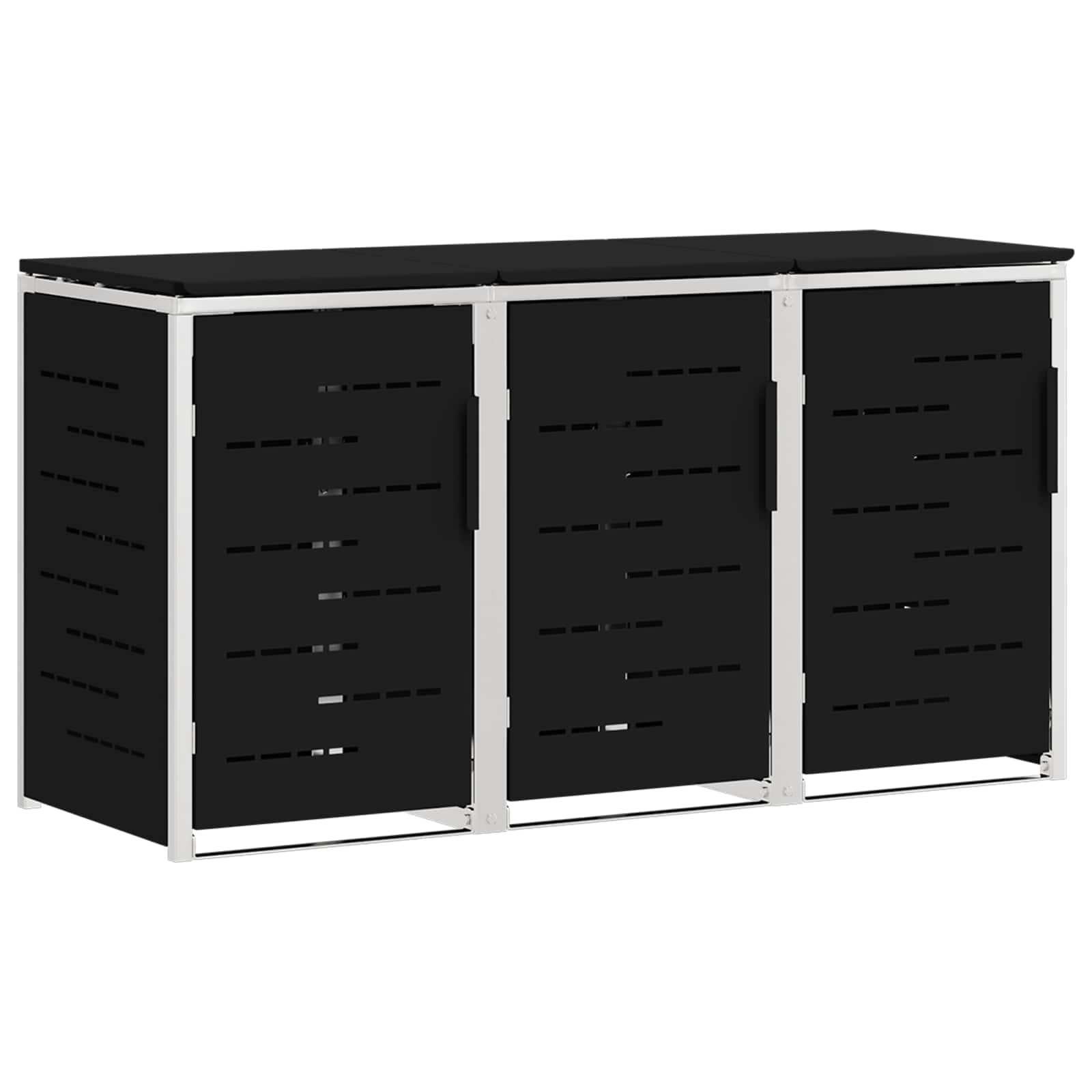 Afvalbak opslag Zwart 207 x 77,5 x 112,5 cm Roestvrij staal