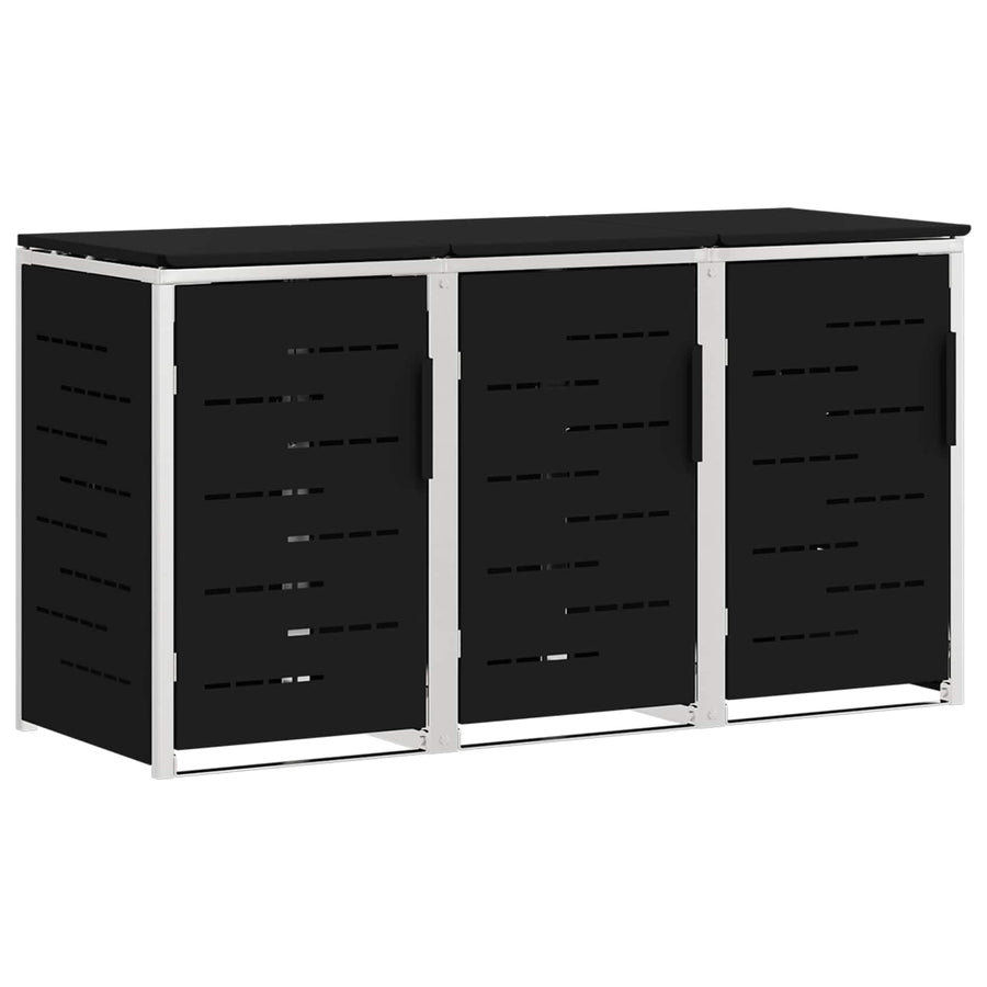 Afvalbak opslag Zwart 207 x 77,5 x 112,5 cm Roestvrij staal