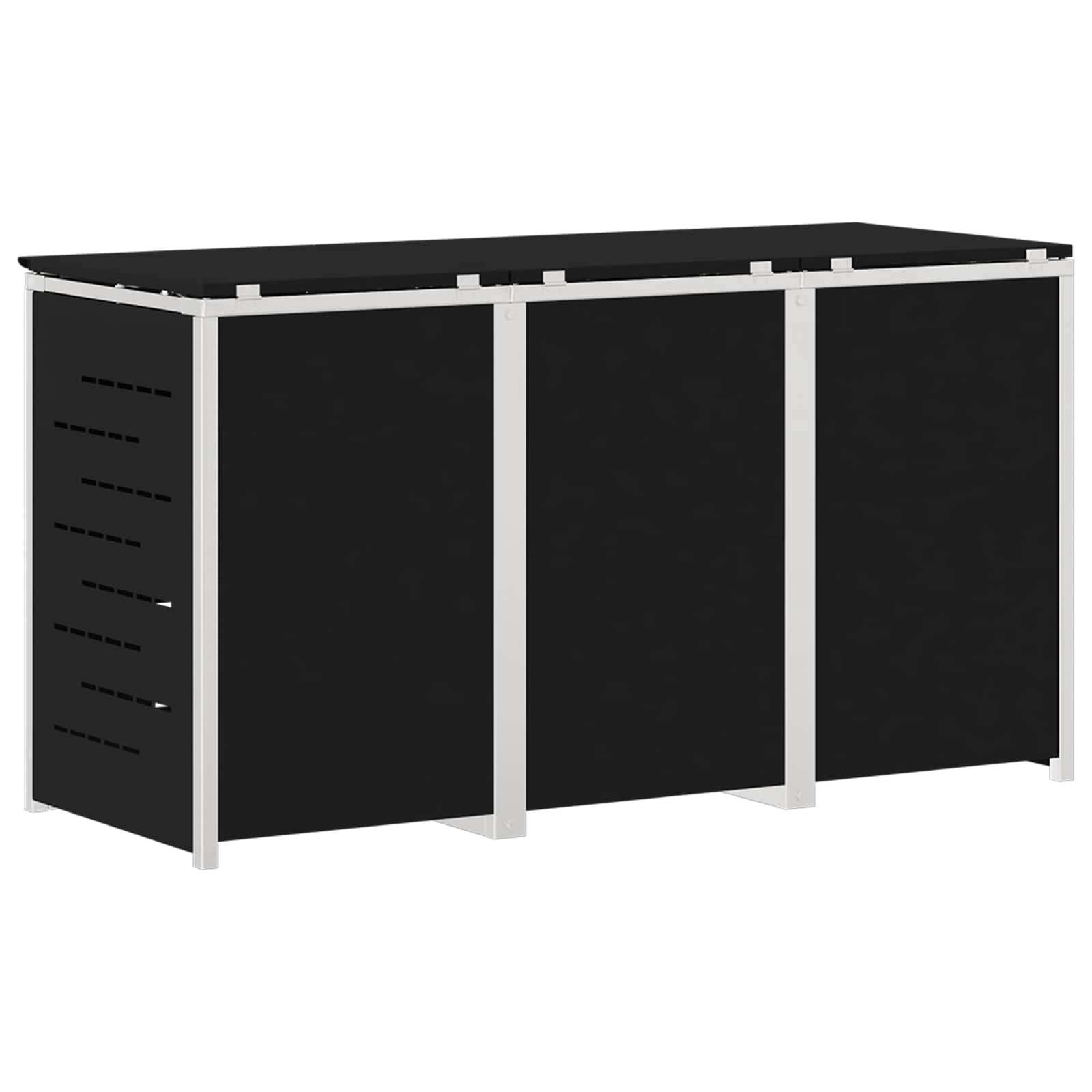 Afvalbak opslag Zwart 207 x 77,5 x 112,5 cm Roestvrij staal