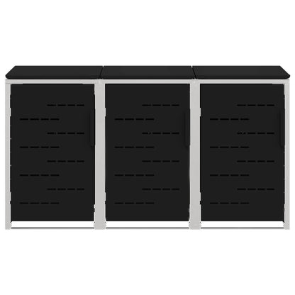 Afvalbak opslag Zwart 207 x 77,5 x 112,5 cm Roestvrij staal