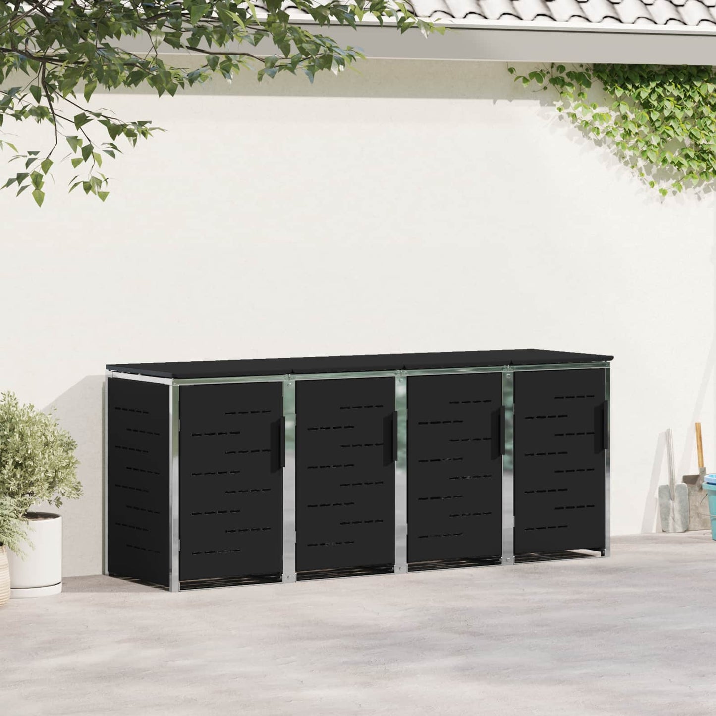 Afvalbak opslag Zwart 276 x 77,5 x 112,5 cm Roestvrij staal