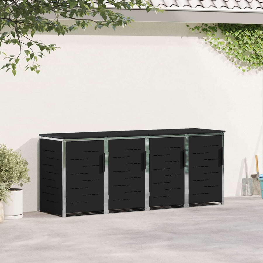 Afvalbak opslag Zwart 276 x 77,5 x 112,5 cm Roestvrij staal