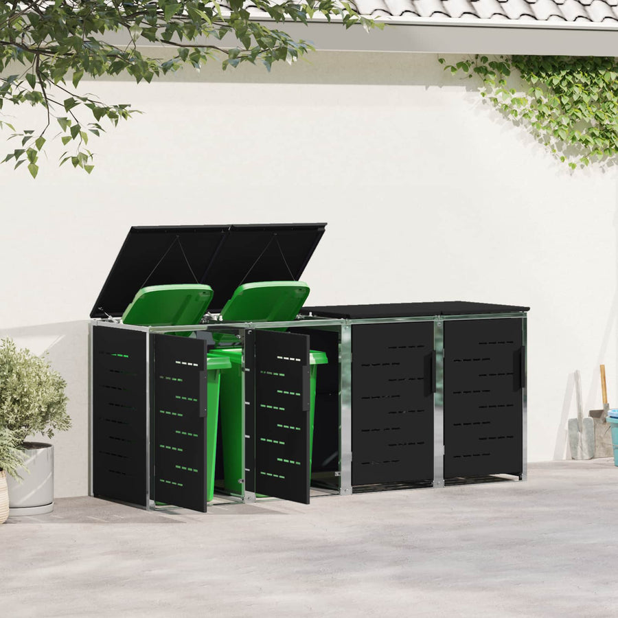 Afvalbak opslag Zwart 276 x 77,5 x 112,5 cm Roestvrij staal