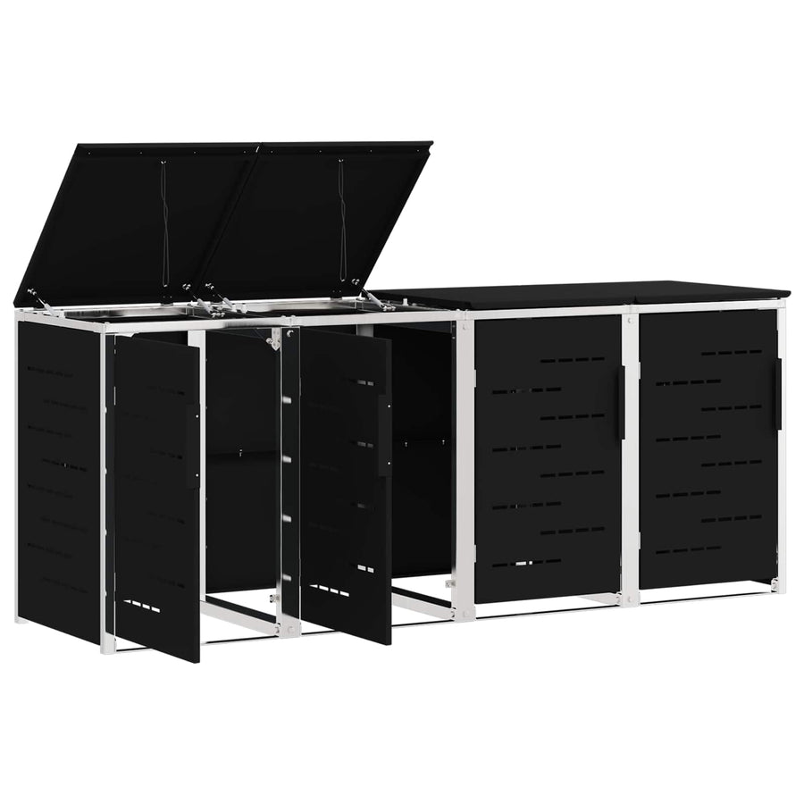 Afvalbak opslag Zwart 276 x 77,5 x 112,5 cm Roestvrij staal