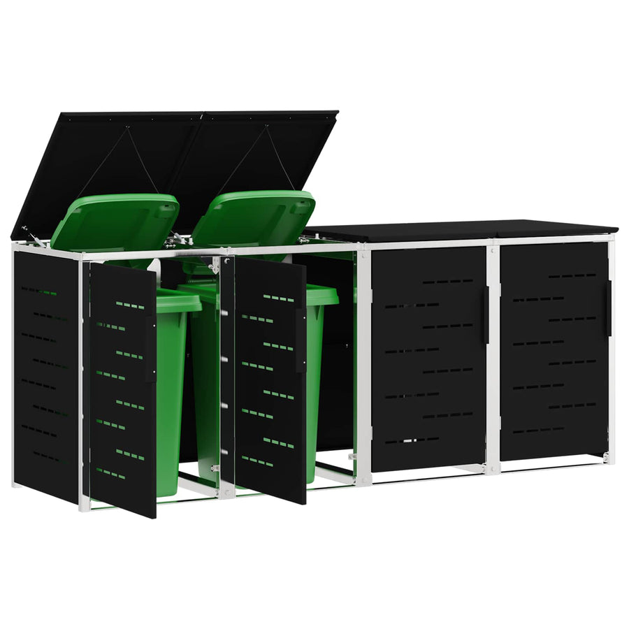 Afvalbak opslag Zwart 276 x 77,5 x 112,5 cm Roestvrij staal