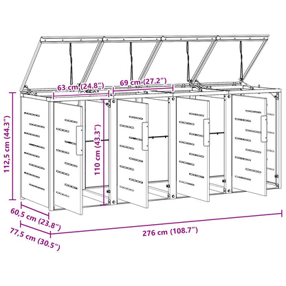 Afvalbak opslag Zwart 276 x 77,5 x 112,5 cm Roestvrij staal