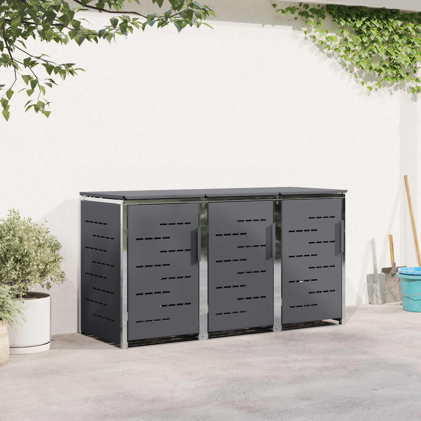 Afvalbak opslag Antracietkleurig 207 x 77,5 x 112,5 cm