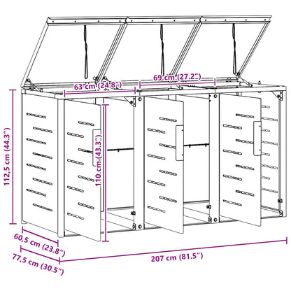 Afvalbak opslag Antracietkleurig 207 x 77,5 x 112,5 cm