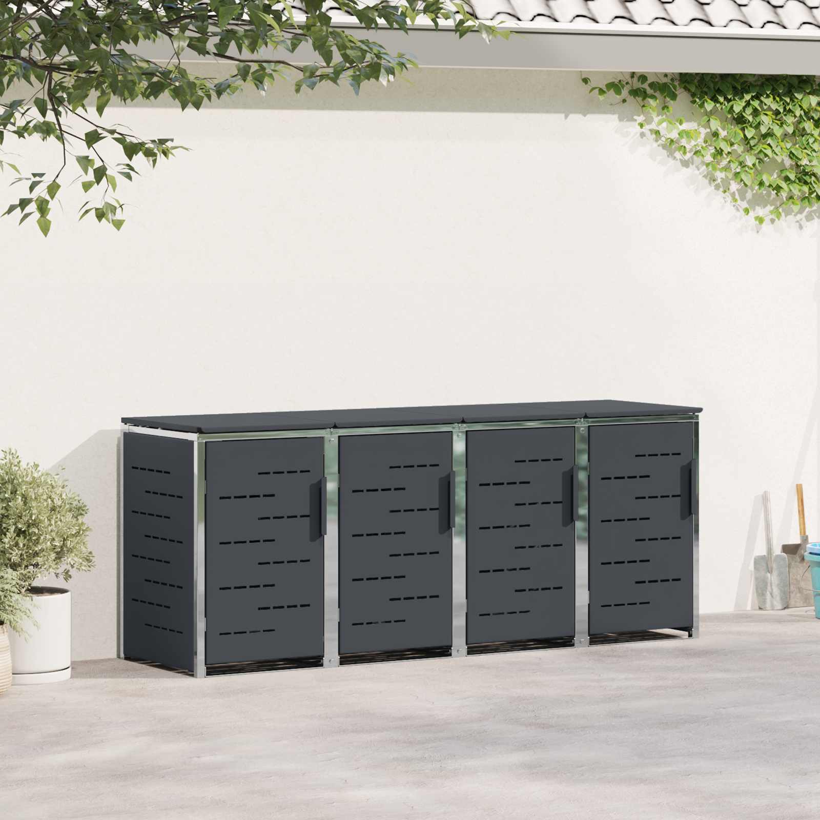 Afvalbak opslag Antracietkleurig 276 x 77,5 x 112,5 cm