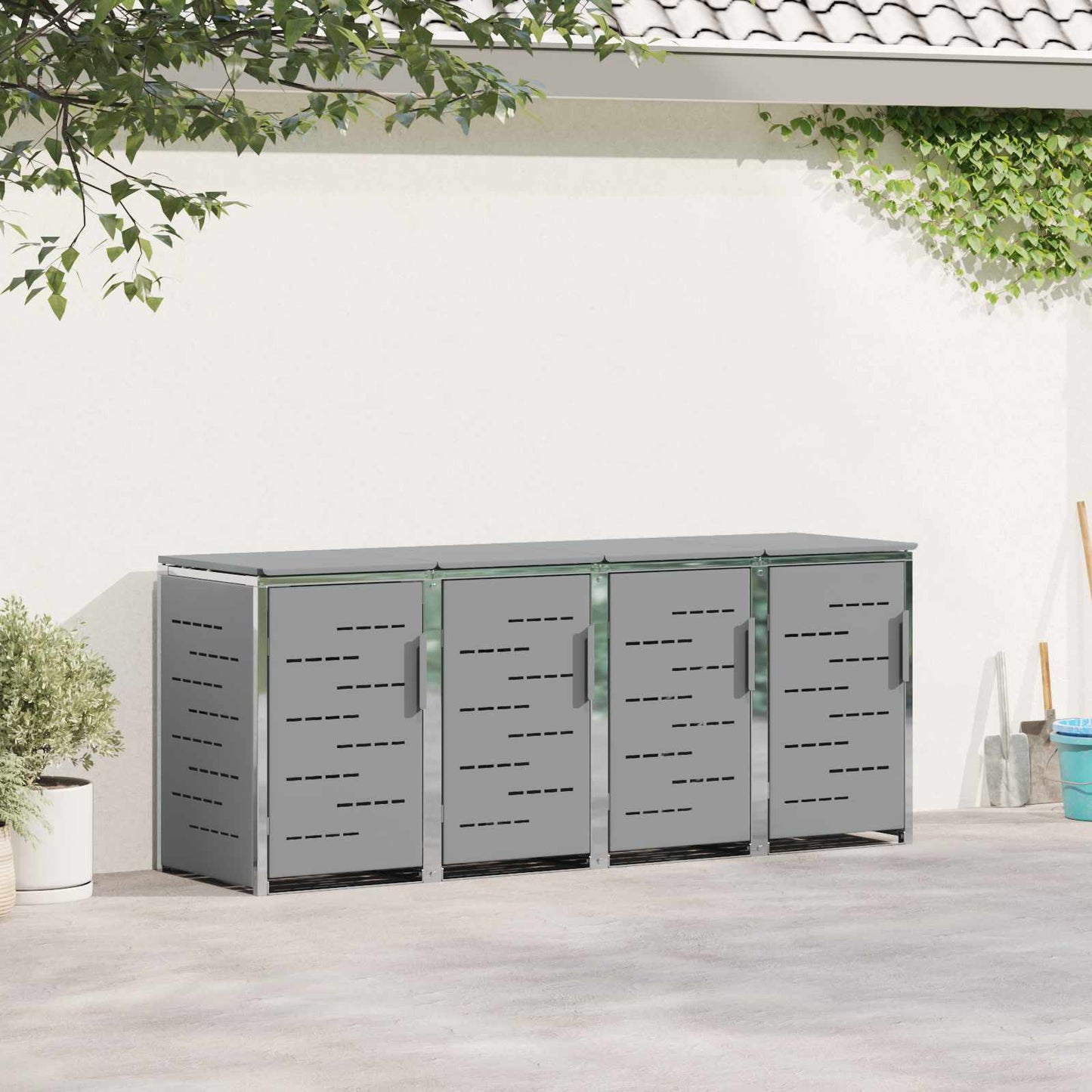 Afvalbak opslag Grijs 276 x 77,5 x 112,5 cm Roestvrij staal