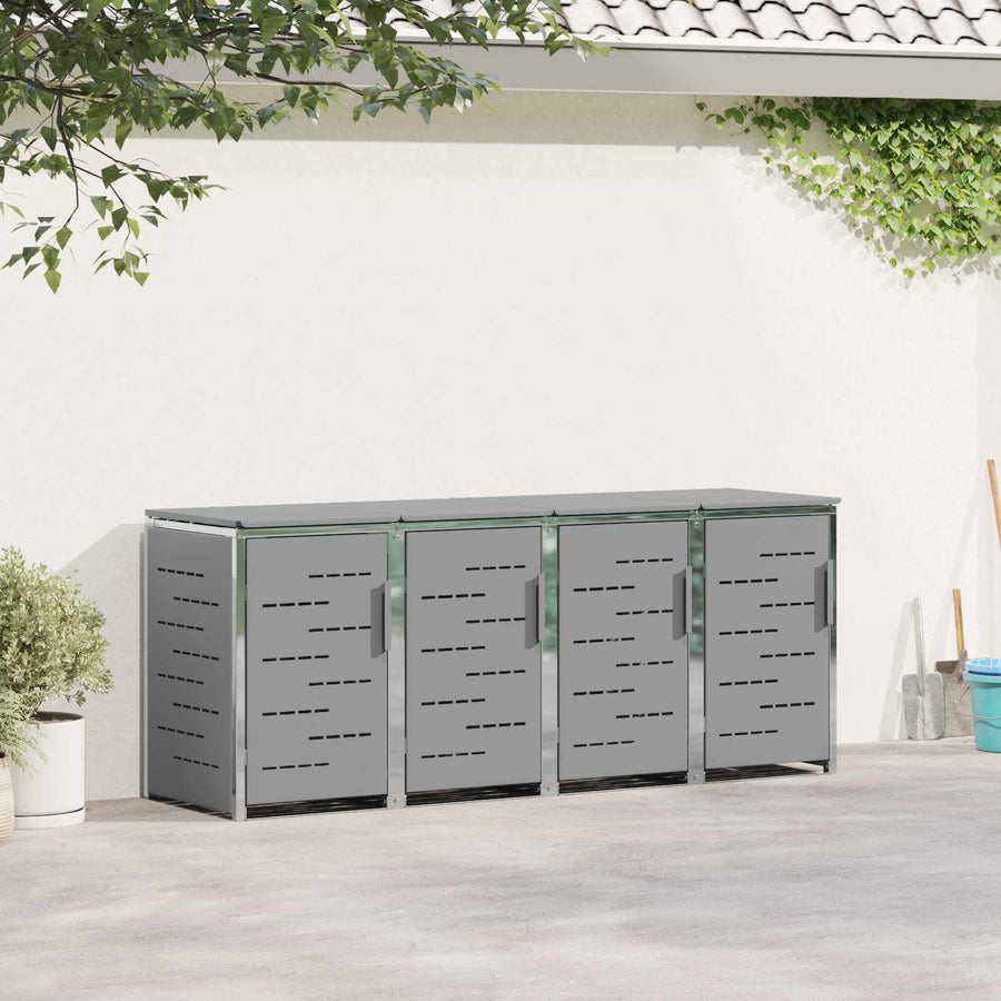 Afvalbak opslag Grijs 276 x 77,5 x 112,5 cm Roestvrij staal