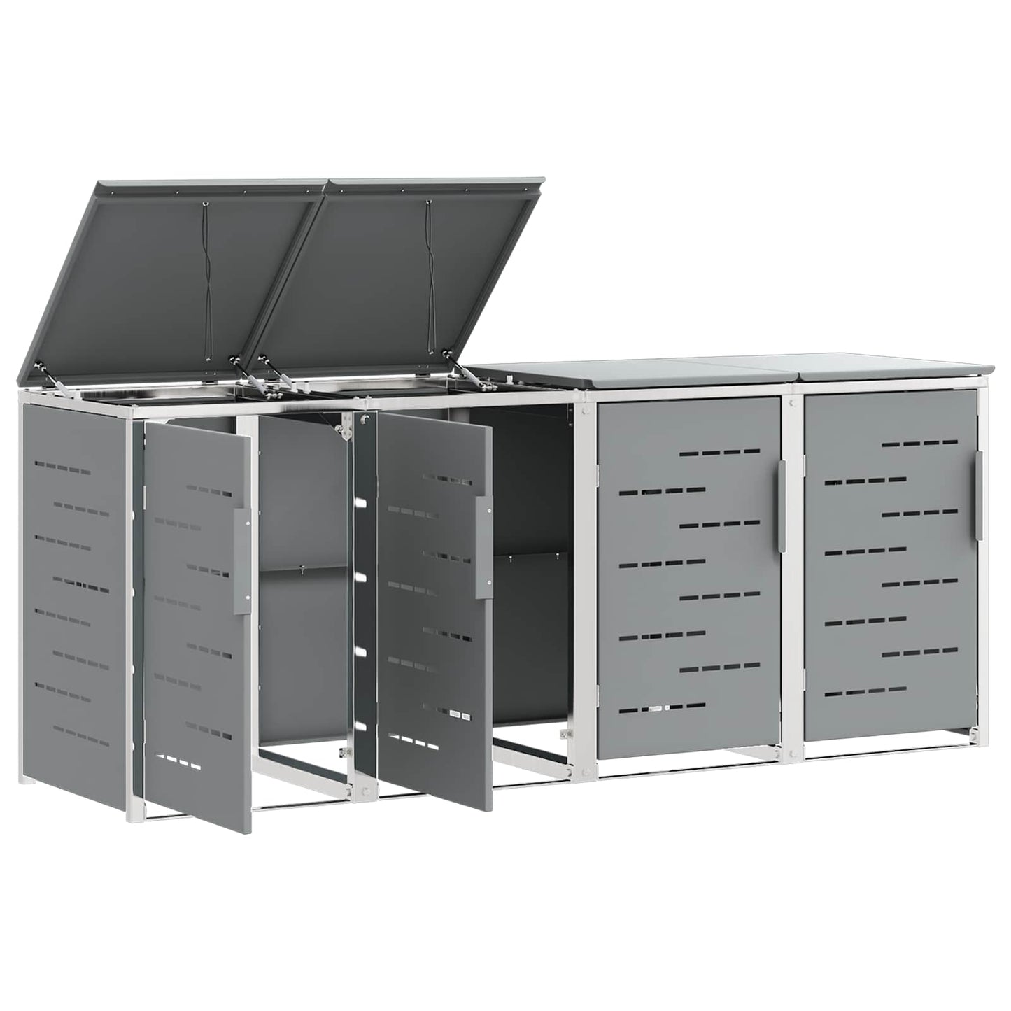 Afvalbak opslag Grijs 276 x 77,5 x 112,5 cm Roestvrij staal