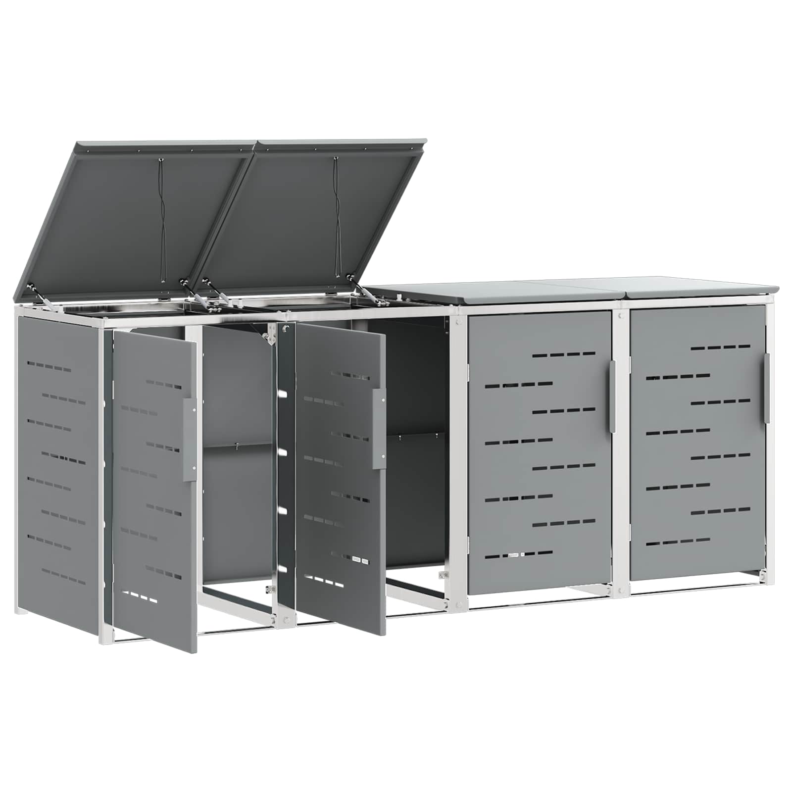 Afvalbak opslag Grijs 276 x 77,5 x 112,5 cm Roestvrij staal