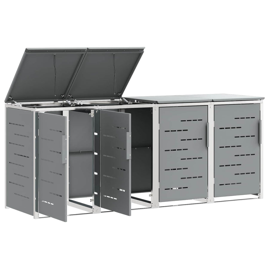 Afvalbak opslag Grijs 276 x 77,5 x 112,5 cm Roestvrij staal