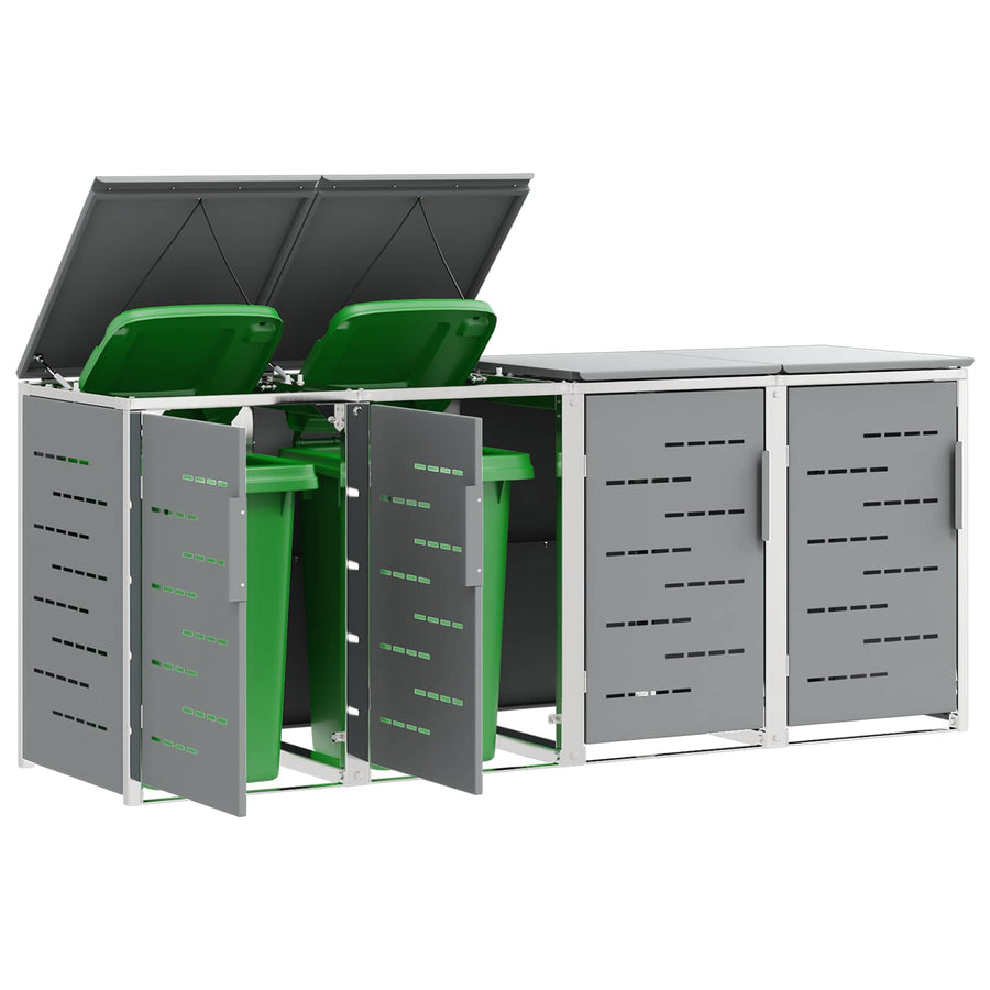 Afvalbak opslag Grijs 276 x 77,5 x 112,5 cm Roestvrij staal