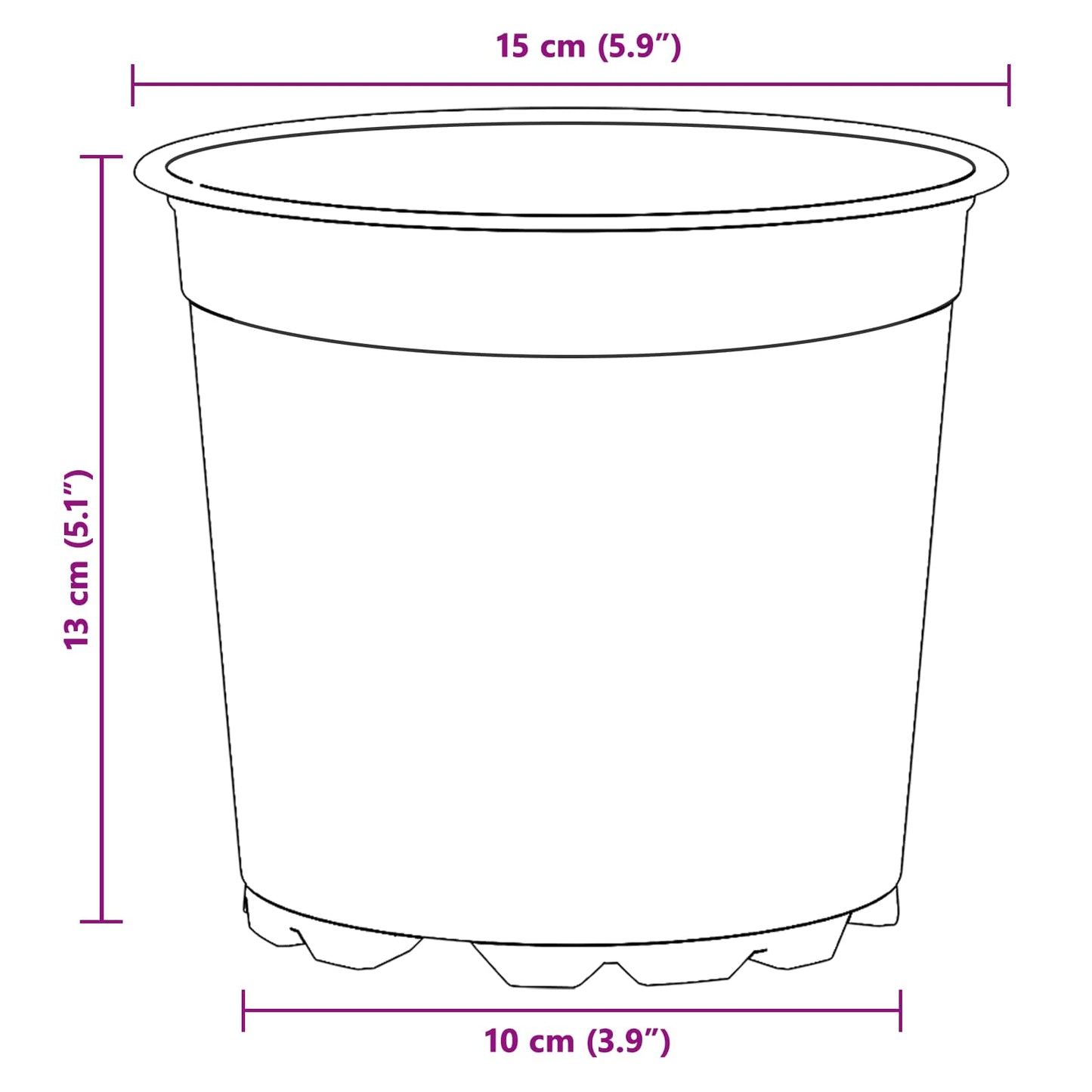 Bloempot 100 pcs Zwart Ø 15 x 12.5 cm Kunststof