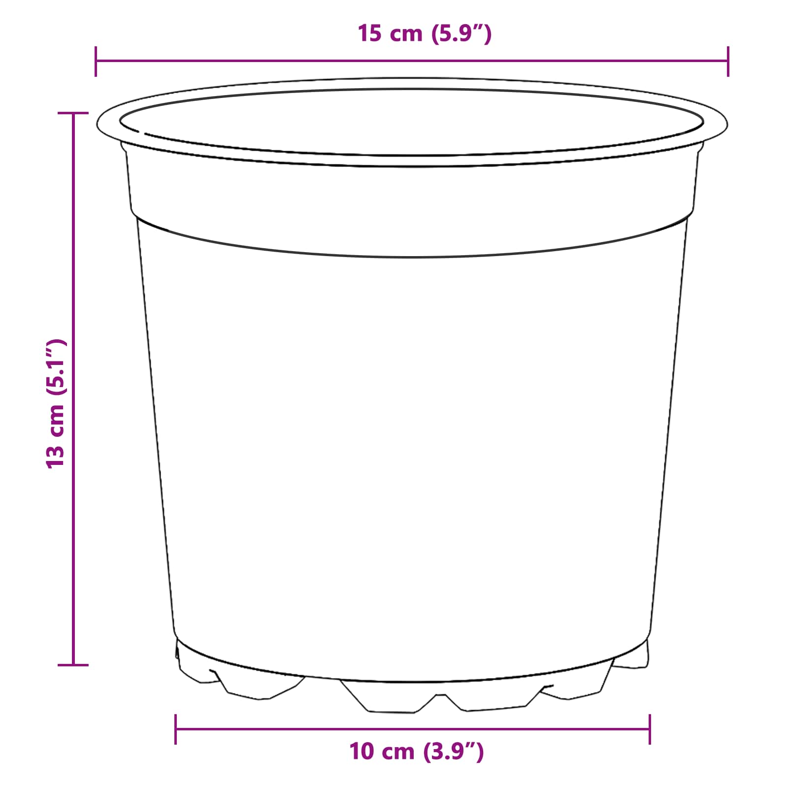Bloempot 200 Pcs Ø 15 X 12.5 Cm Kunststof 15 cm Zwart