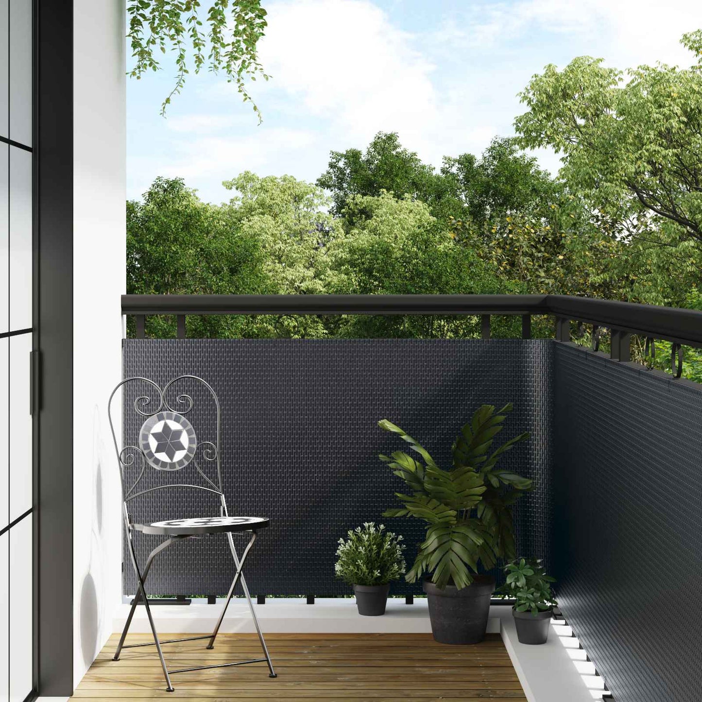Balkon Scherm Donkergrijs 500 x 80 cm poly rattan